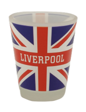 Load image into Gallery viewer, Frosted Liverpool Union Jack Shot Glass - Liverpool Collectables