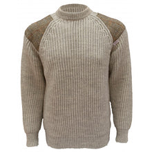Load image into Gallery viewer, Chunky Crew Neck Grey Sweater With Harris Tweed Patches