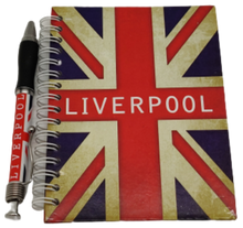 Load image into Gallery viewer, Liverpool Spiral Union Jack Note Book &amp; Pen Set