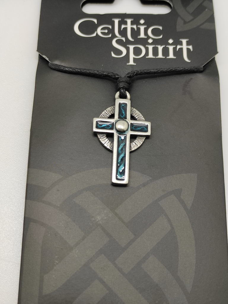 Blue Celtic Cross Pendant