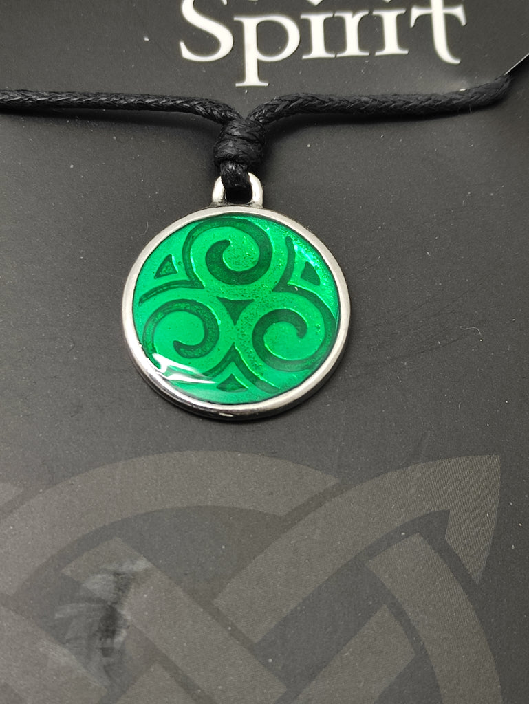 Green Three Fold Spiral Pendant - Vikings And Celtic Jewellery