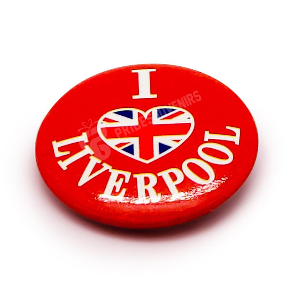 Liverpool Button Badge - I Love LP Red
