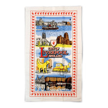 Load image into Gallery viewer, Liverpool Collage Bird Border Tea Towel