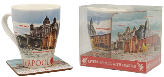 Blue Liverpool Coffee Mug and Coaster Set