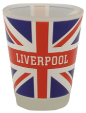 Load image into Gallery viewer, Frosted Liverpool Union Jack Shot Glass
