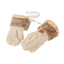 Load image into Gallery viewer, Knitted Faux Fur Mitten Oatmeal