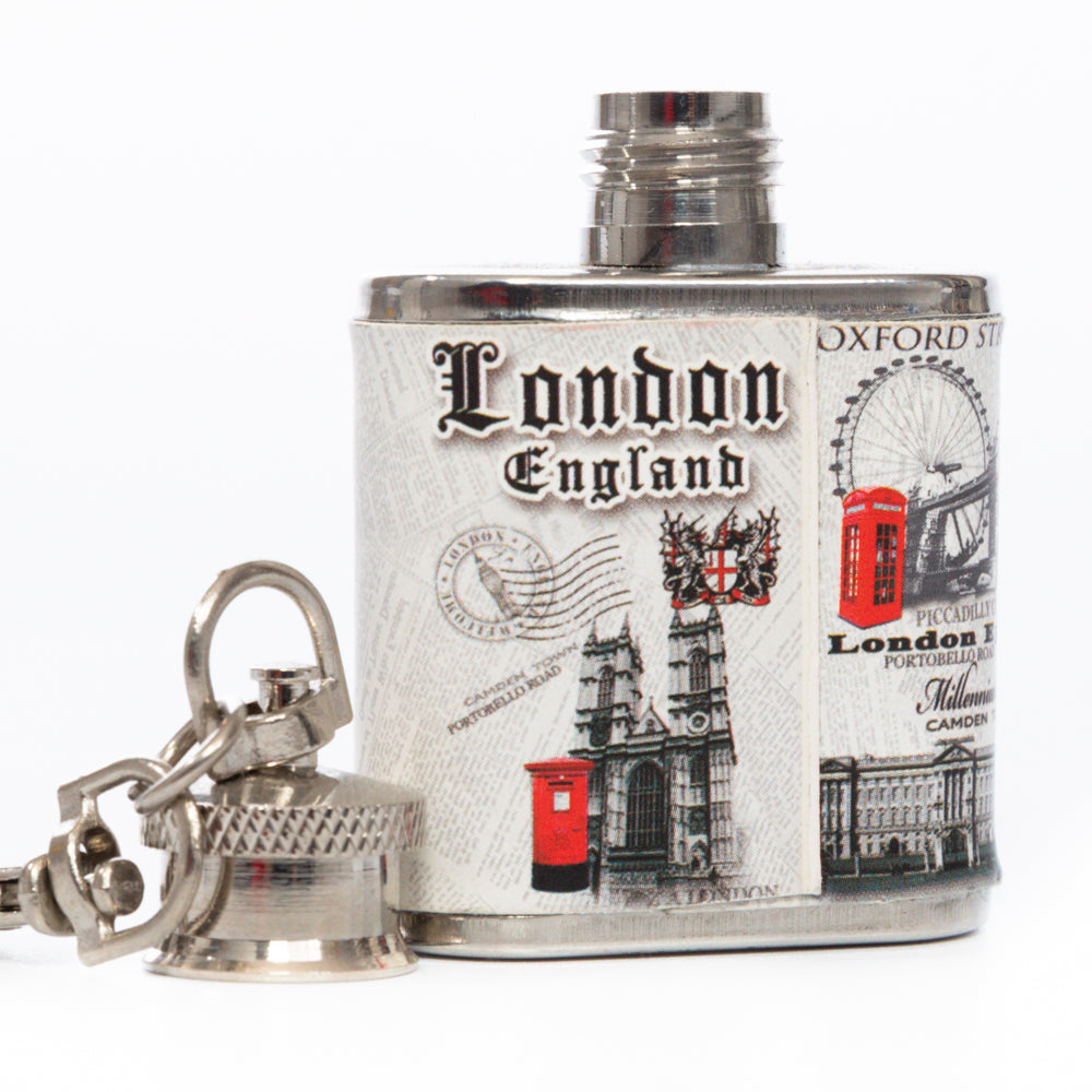 London themed Mini Hip Flask Key Ring