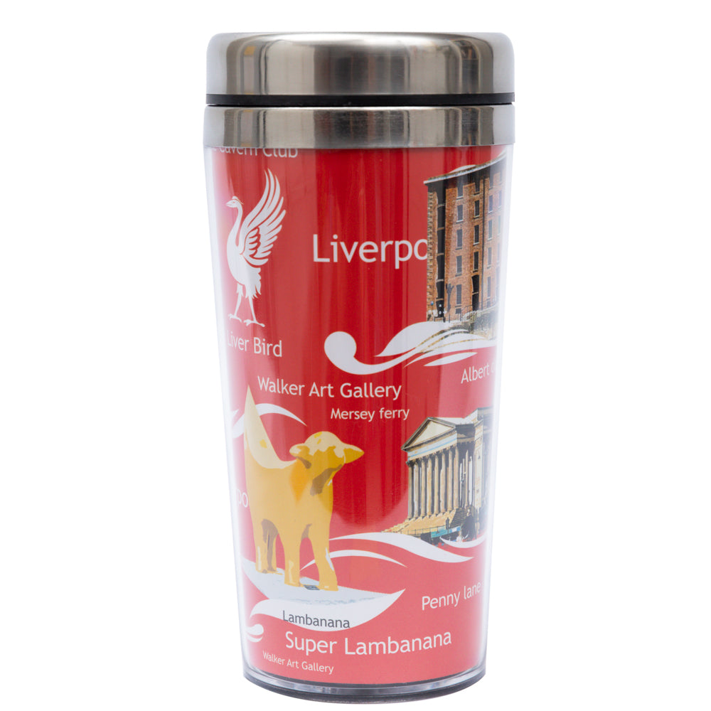 Liverpool Collage Red Travel Mug