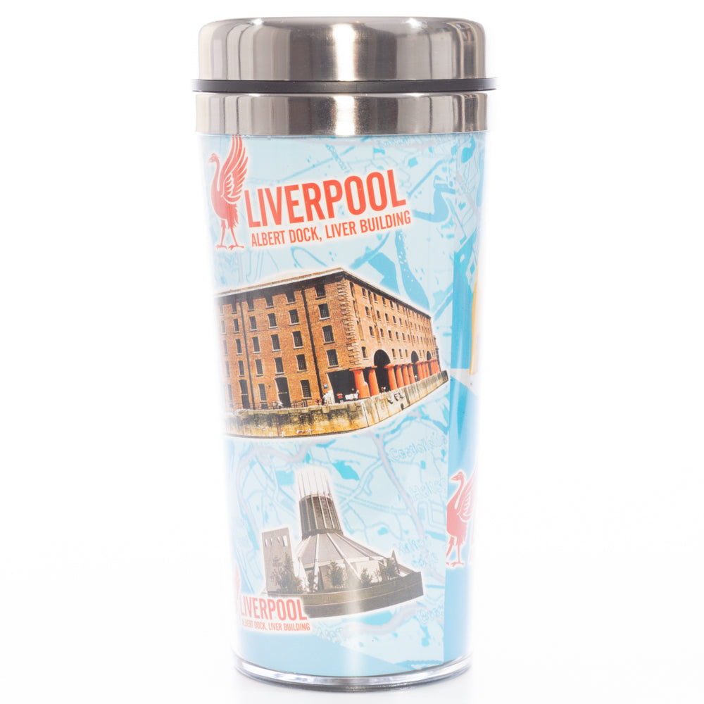 Liverpool Collage Blue Travel Mug
