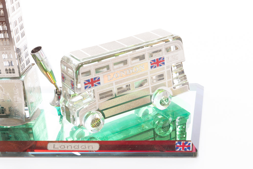 Crystal Silver London Bus & Big Ben Pen Holder