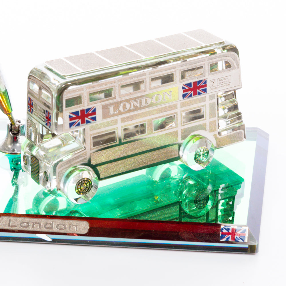Crystal Silver London Bus & Big Ben Pen Holder