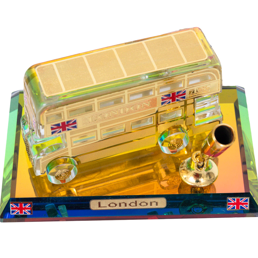 Crystal Gold London Bus With Pen Holder