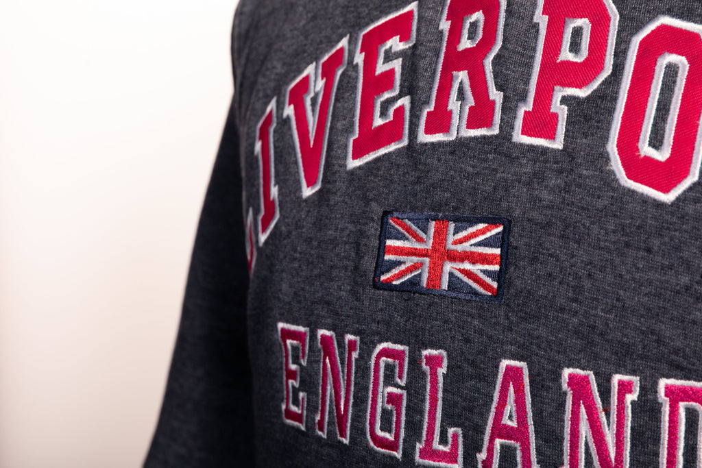 Sweatshirt Liverpool England Navy-Melange Pink Pullover Youth - britishsouvenirs