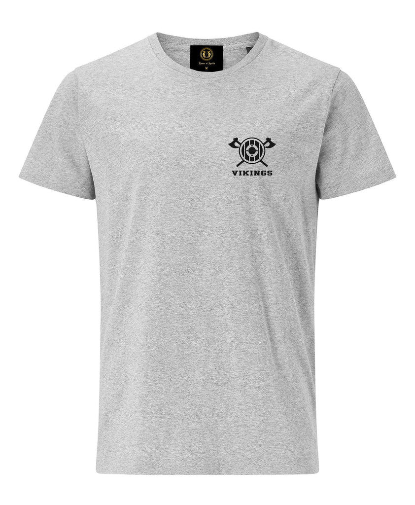 Embroidered Axe & Shield T-Shirt-Grey - Britishsouvenirs