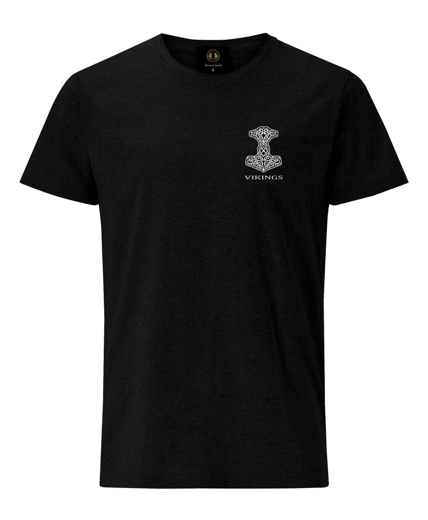 Thor Hammer Embroidered T-shirt- Black - Pridesouvenirs
