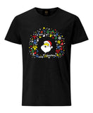 Christmas T-Shirt with Santa and Gift Icons - Black