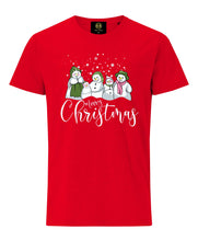 Load image into Gallery viewer, Christmas Snowman Family Red T-Shirt | Christmas T-shirt | X-mas Tshirt
