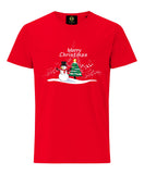 Christmas Tree With Snowman T-Shirt Red