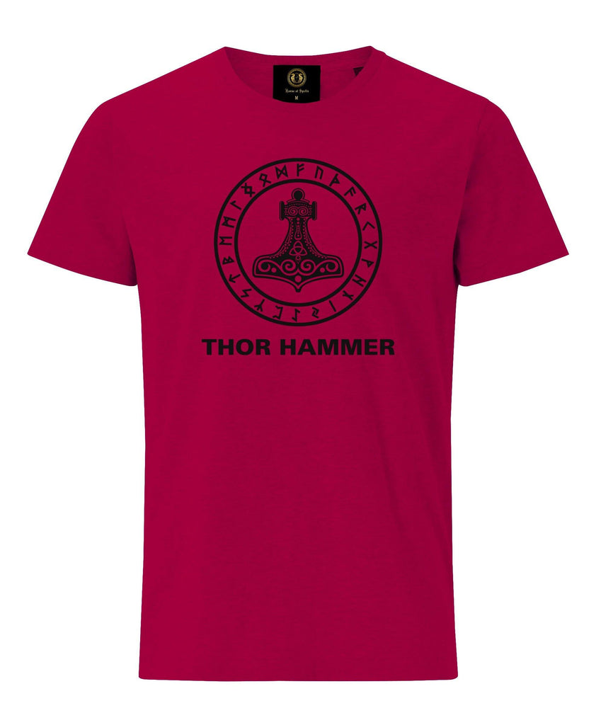 Thor Hammer Printed T-Shirt -Maroon - Britishsouvenirs