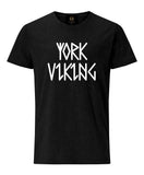York Viking In Runes Printed T-Shirt- Black