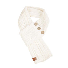 Load image into Gallery viewer, Celtic Cable Button Wrap Scarf Cream colour