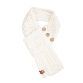 Celtic Cable Button Wrap Scarf Cream colour