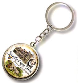 STRATFORD UPON AVON SCENES ROUND METAL KEY RING -Britishsouvenir
