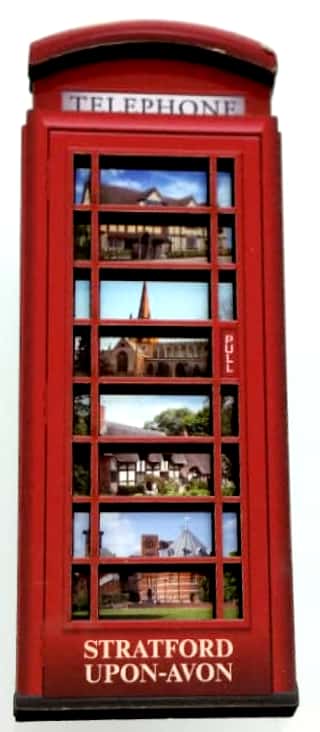 Stratford-Upon-Avon Telephone Box Wood Magnet - britishsouvenir