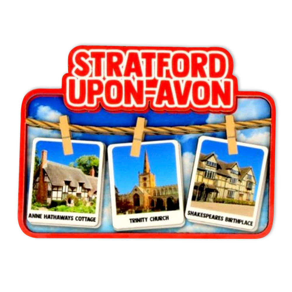 Stratford Upon Avon Washing Line Wood Magnet