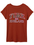 Ladies T-Shirt York Embroidery - Red Colour