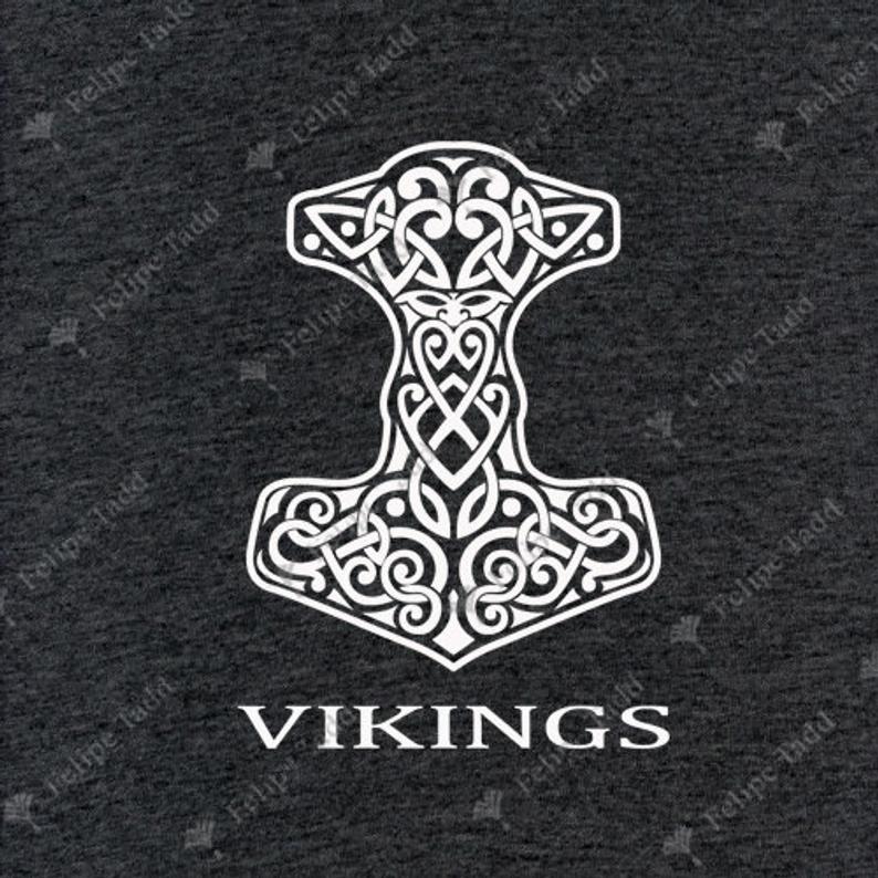 Thor Hammer Embroidered T-Shirt -Grey - Britishsouvenirs