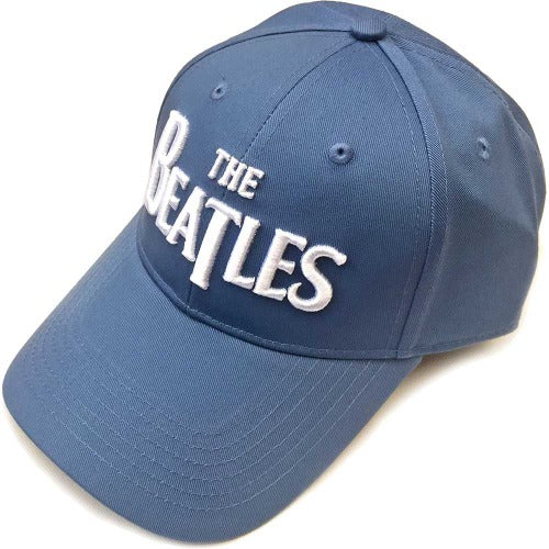 The Beatles Unisex Baseball Cap White Drop T Logo (Denim Blue)