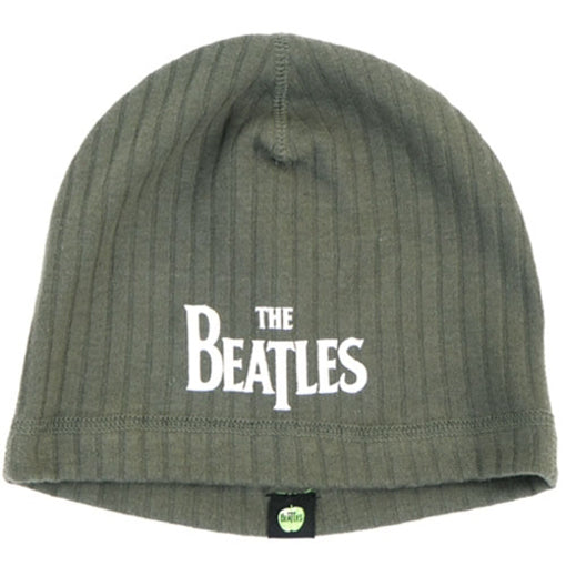 The Beatles Unisex Beanie Hat : Drop T Logo (Olive)