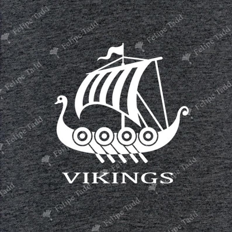 Viking Long Boat Embroidered T-Shirt- Charcoal Melange - Britishsouvenirs