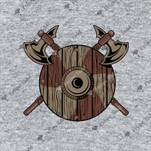 Load image into Gallery viewer, Viking Shield With Axes T-shirt- Grey - Britishsouvenirs