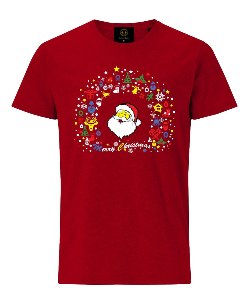Christmas Santa & Gift Icons Red T-Shirt | christmas tshirt ladies
