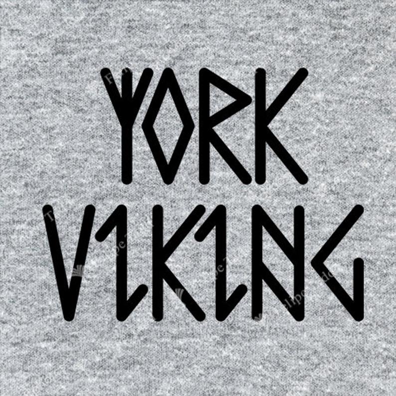 York Viking In Runes Printed T-Shirt- Grey -Britishsouvenirs
