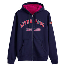 Load image into Gallery viewer, Sweatshirt Liverpool England Navy Pink Zipper Youth
