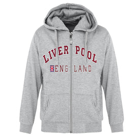 Sweatshirt Liverpool England Grey Maroon Zipper Adult