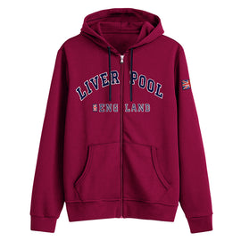 Sweatshirt Liverpool England Maroon Navy Zipper Adult