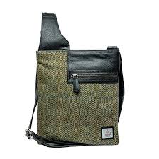Harris Tweed Medium Cross Body Bag (Country Green)