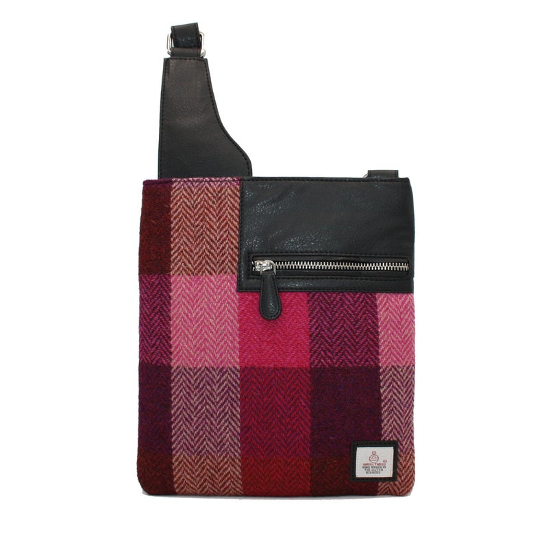 Harris Tweed Medium Cross Body Bag (Pink Square)